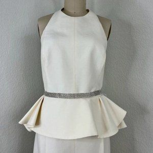 DAVID'S BRIDAL Pave Rhinestone Sash Belt Tulle Double Tie Wedding